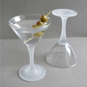Pair of Vintage MCM Cocktail Martini Frosted Stem Glasses